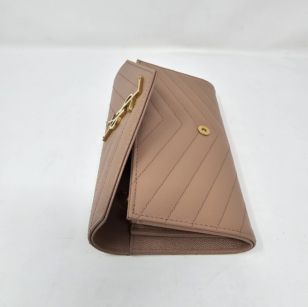 Yves Saint Laurent Grain De Poudre Matelasse Chevron Monogram Wallet - Picture 15 of 16